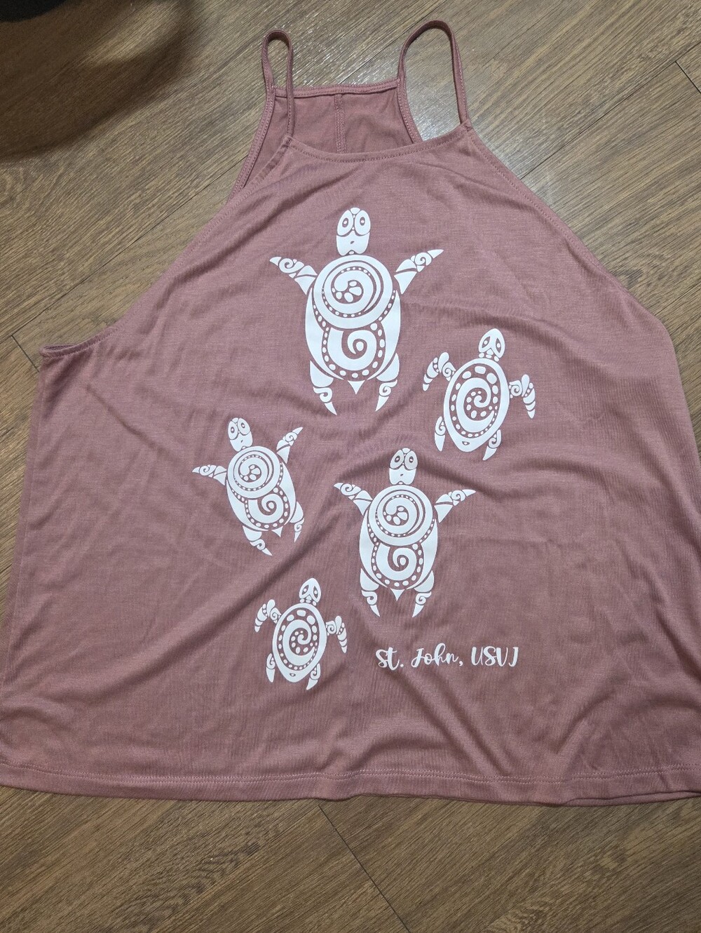 St. John USVI Turtle Graphic Tank Top - Dusty Rose